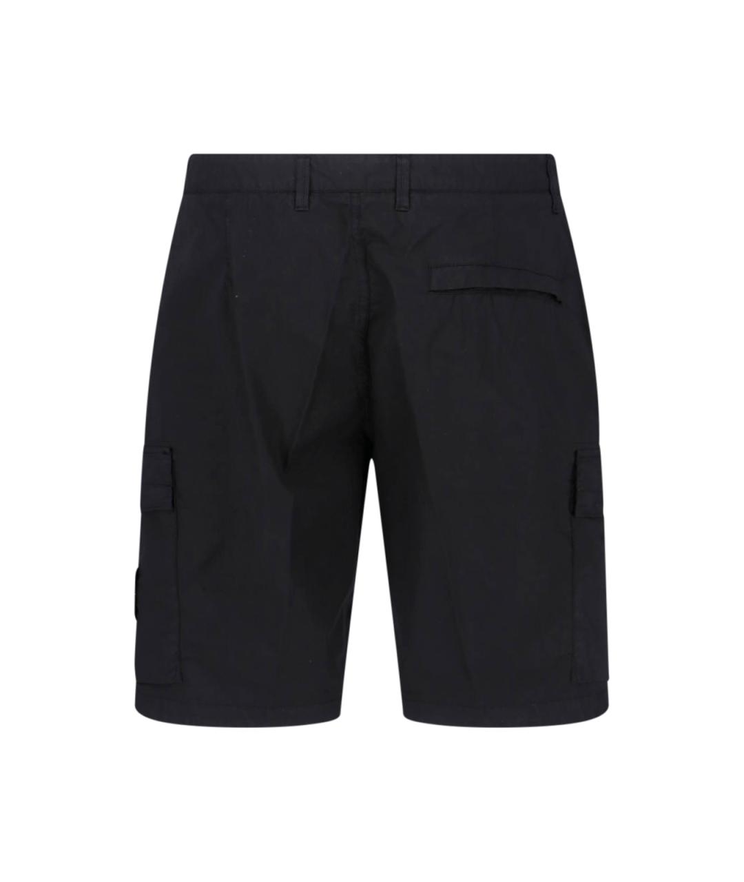 STONE ISLAND Черные хлопковые шорты, фото 2
