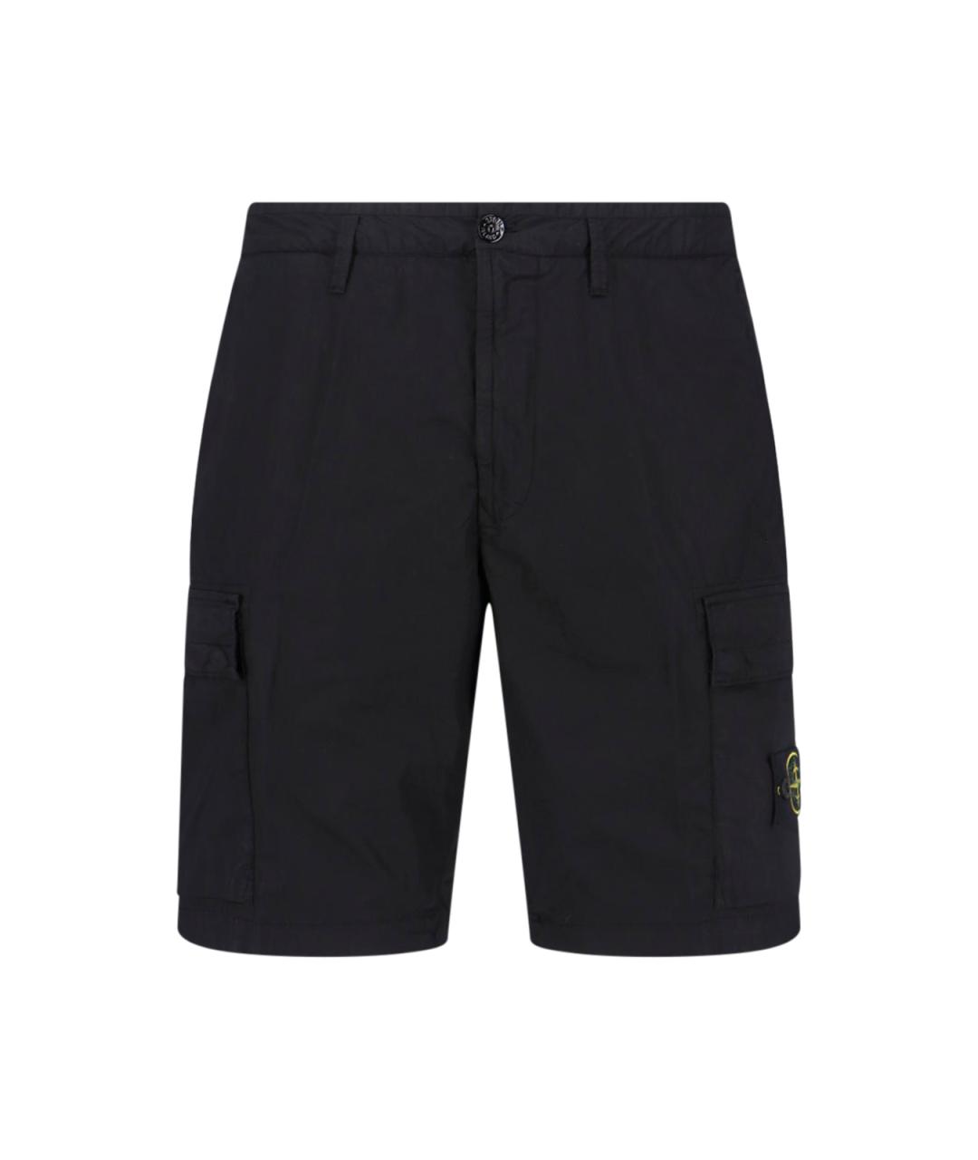 STONE ISLAND Черные хлопковые шорты, фото 1