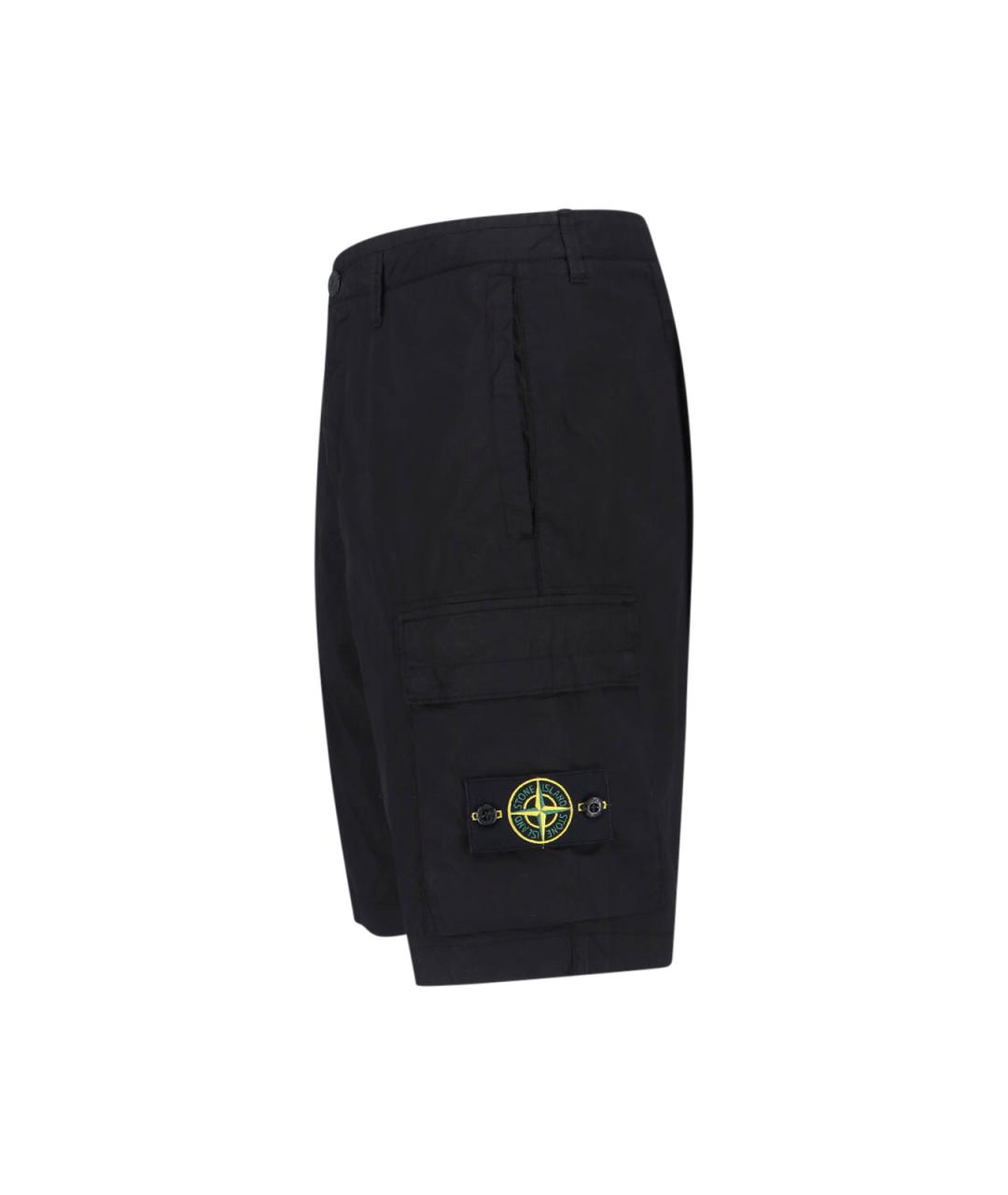 STONE ISLAND Черные хлопковые шорты, фото 3