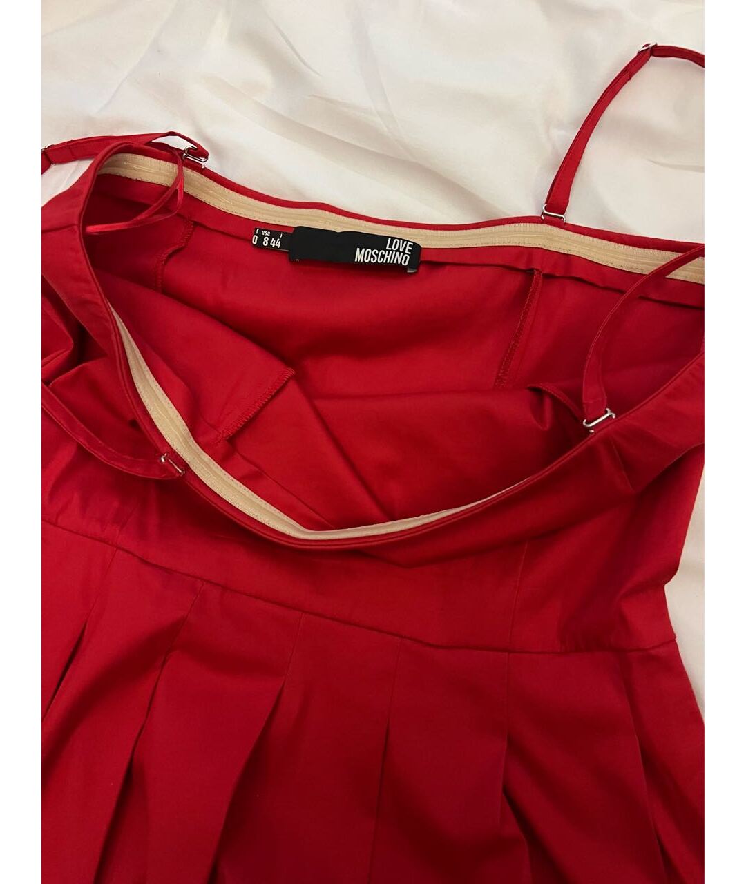 LOVE MOSCHINO Красное хлопко-эластановое коктейльное платье, фото 3