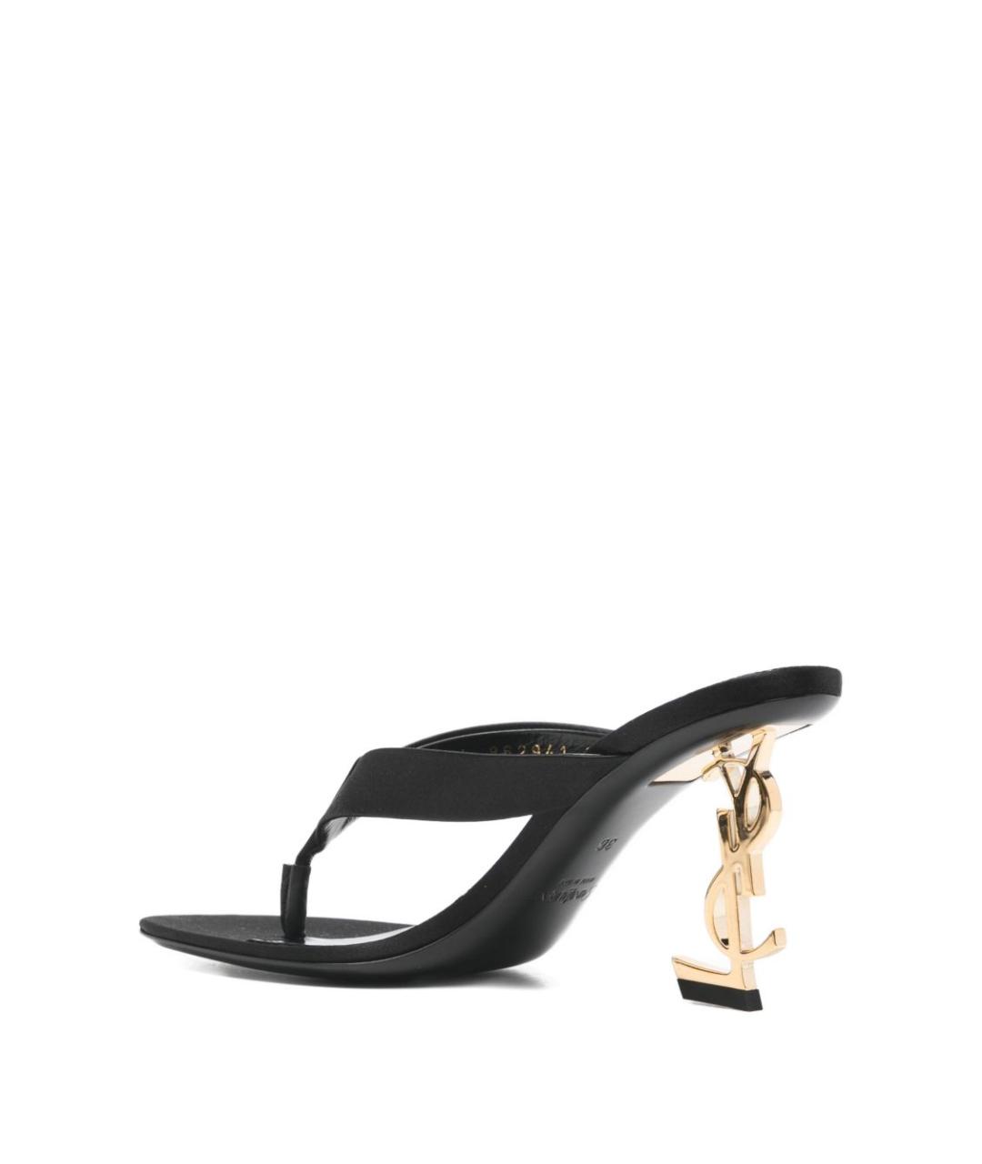 SAINT LAURENT Черные текстильные мюли, фото 2