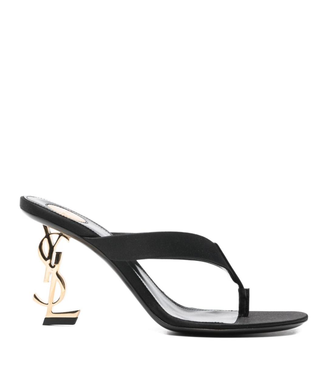 SAINT LAURENT Черные текстильные мюли, фото 1