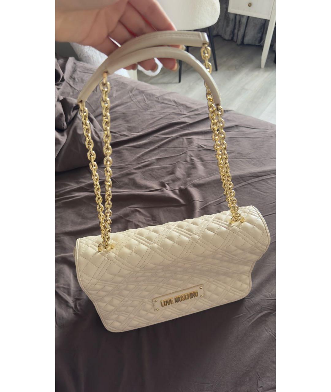 LOVE MOSCHINO Бежевая сумка через плечо из искусственной кожи, фото 5