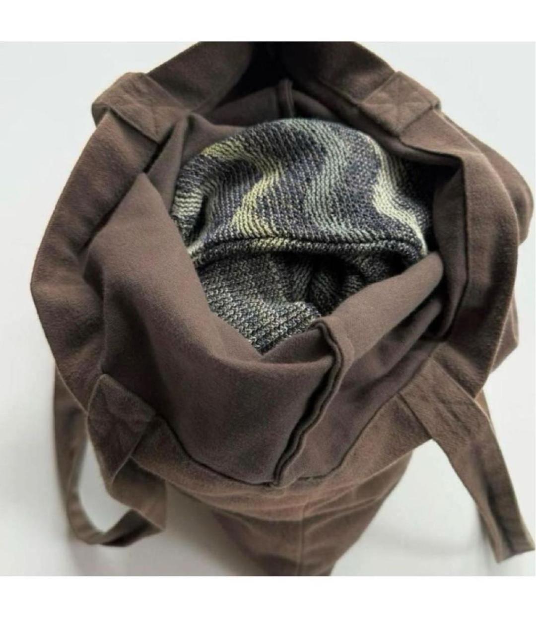 RICK OWENS DRKSHDW Коричневая хлопковая сумка тоут, фото 5