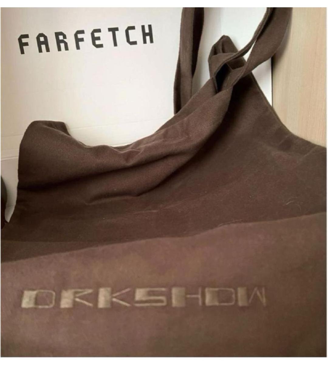 RICK OWENS DRKSHDW Коричневая хлопковая сумка тоут, фото 2