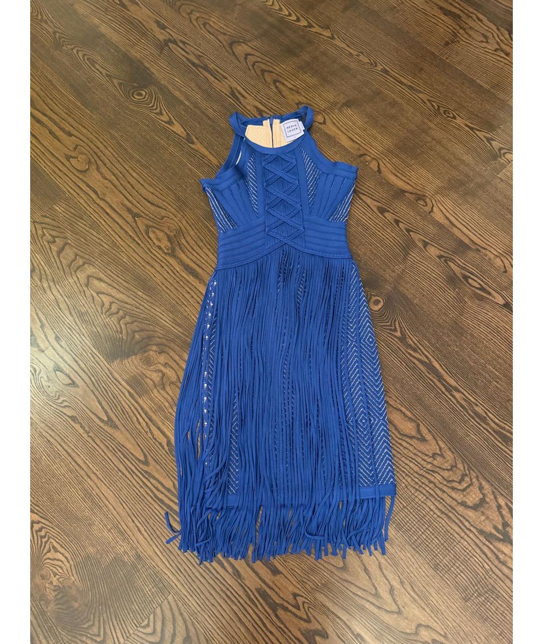 HERVE LEGER Синее повседневное платье, фото 6
