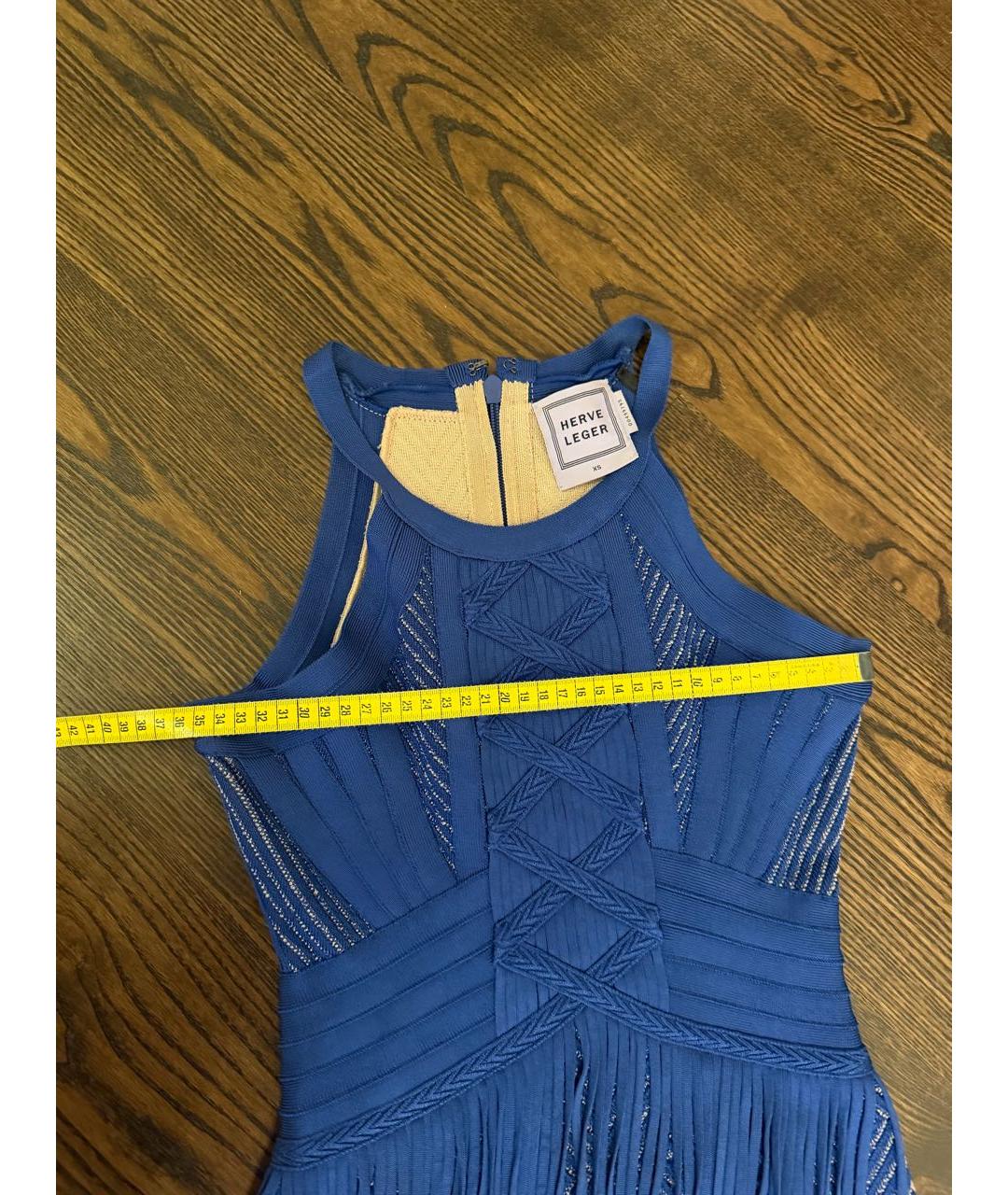 HERVE LEGER Синее повседневное платье, фото 4
