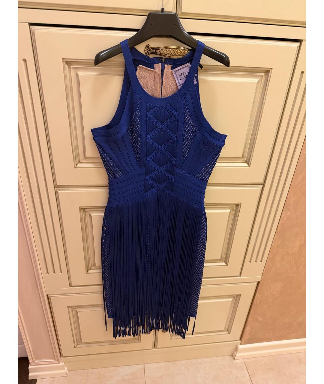 HERVE LEGER Синее повседневное платье, фото 2