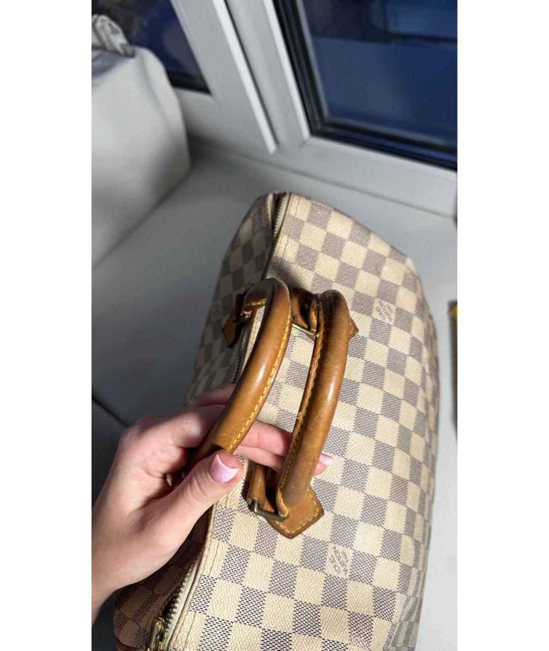 LOUIS VUITTON Белая кожаная сумка с короткими ручками, фото 5