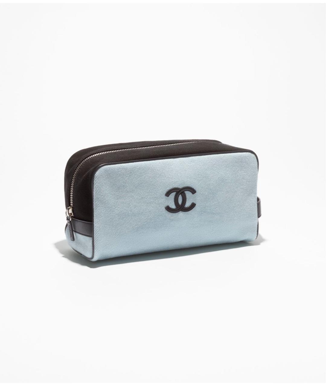 CHANEL Голубая тканевая косметичка, фото 2