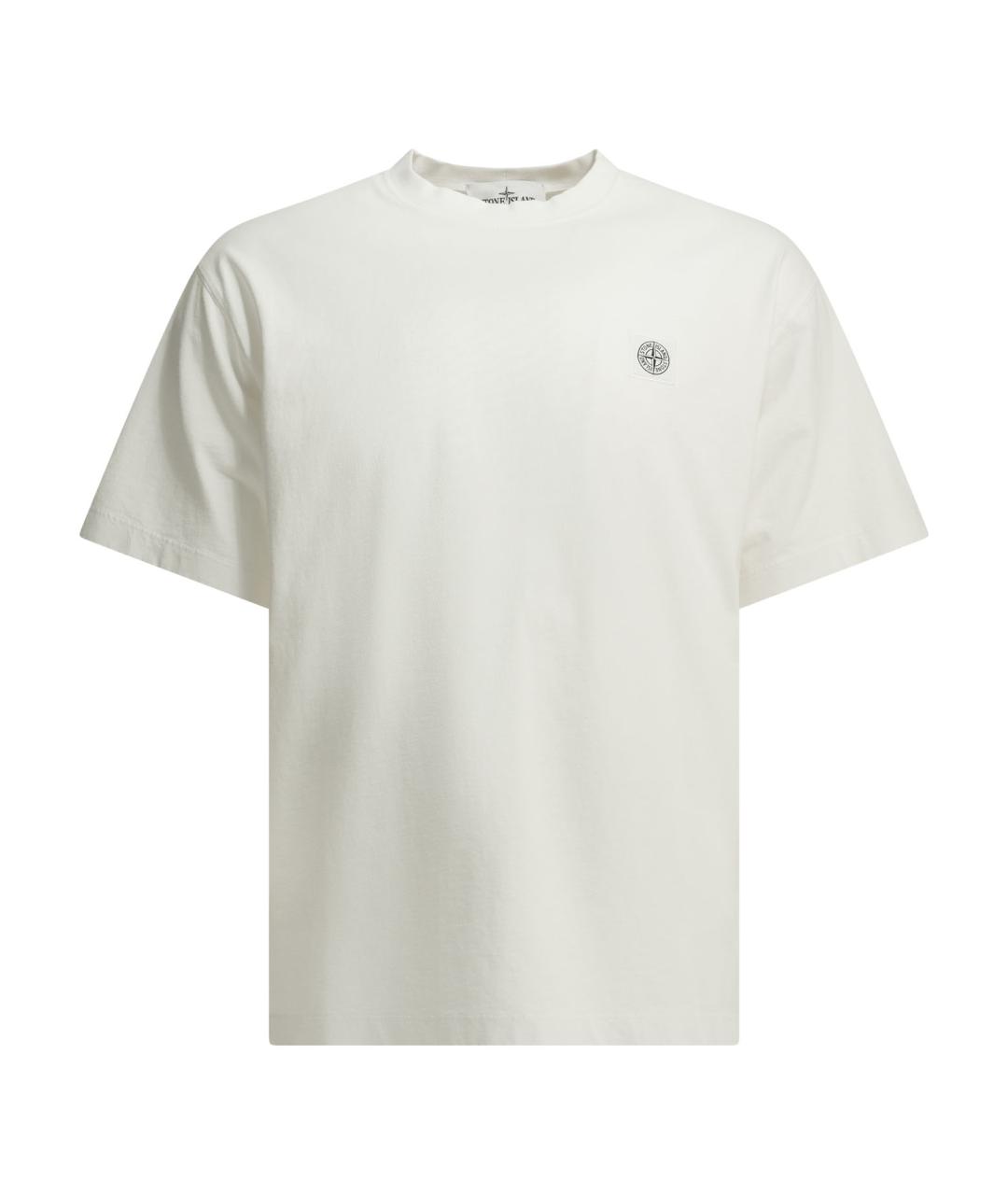 STONE ISLAND Белая хлопковая футболка, фото 1