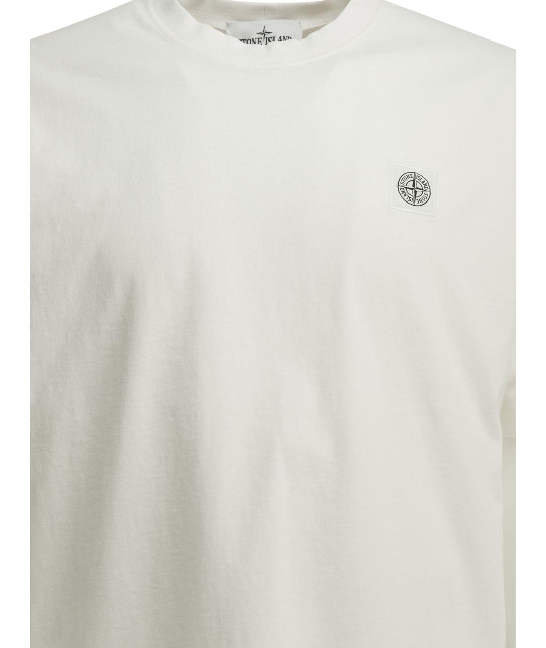 STONE ISLAND Белая хлопковая футболка, фото 3
