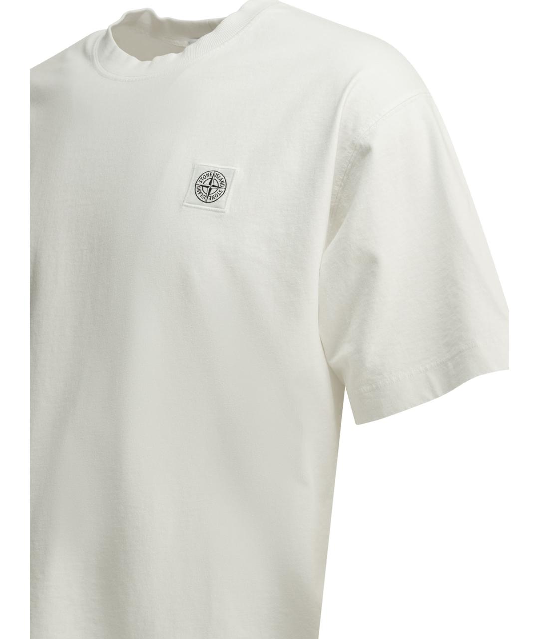 STONE ISLAND Белая хлопковая футболка, фото 4