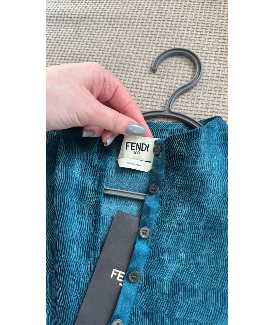 FENDI Бирюзовое полиэстеровое вечернее платье, фото 3