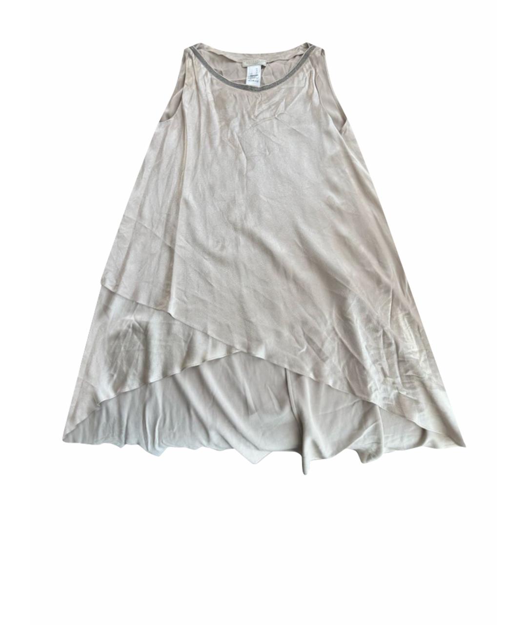 ANTONELLI Бежевое атласное вечернее платье, фото 1