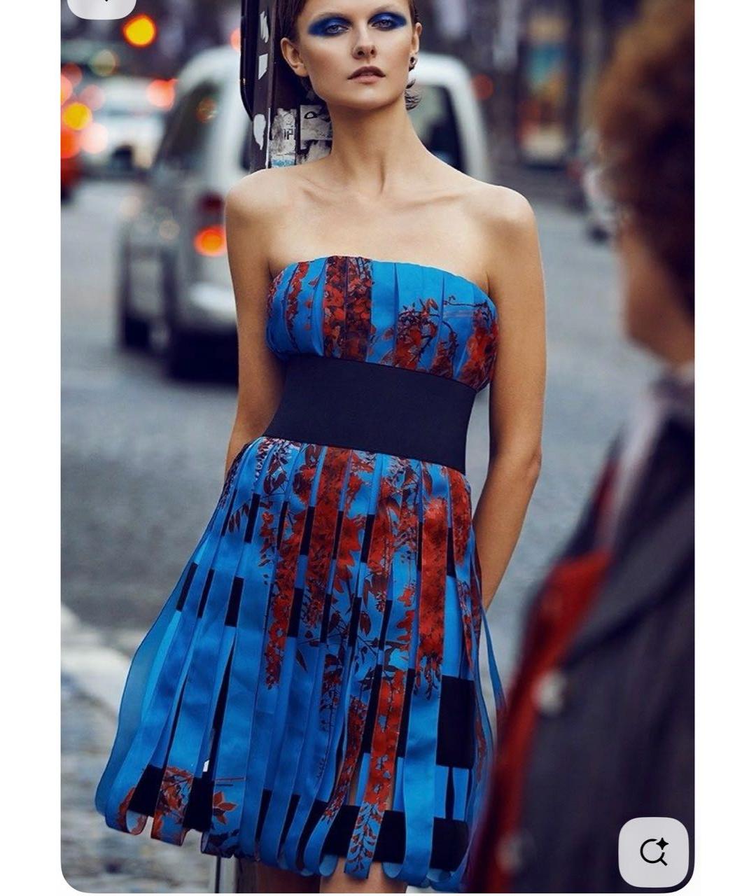 CHRISTIAN DIOR Мульти шелковое коктейльное платье, фото 6