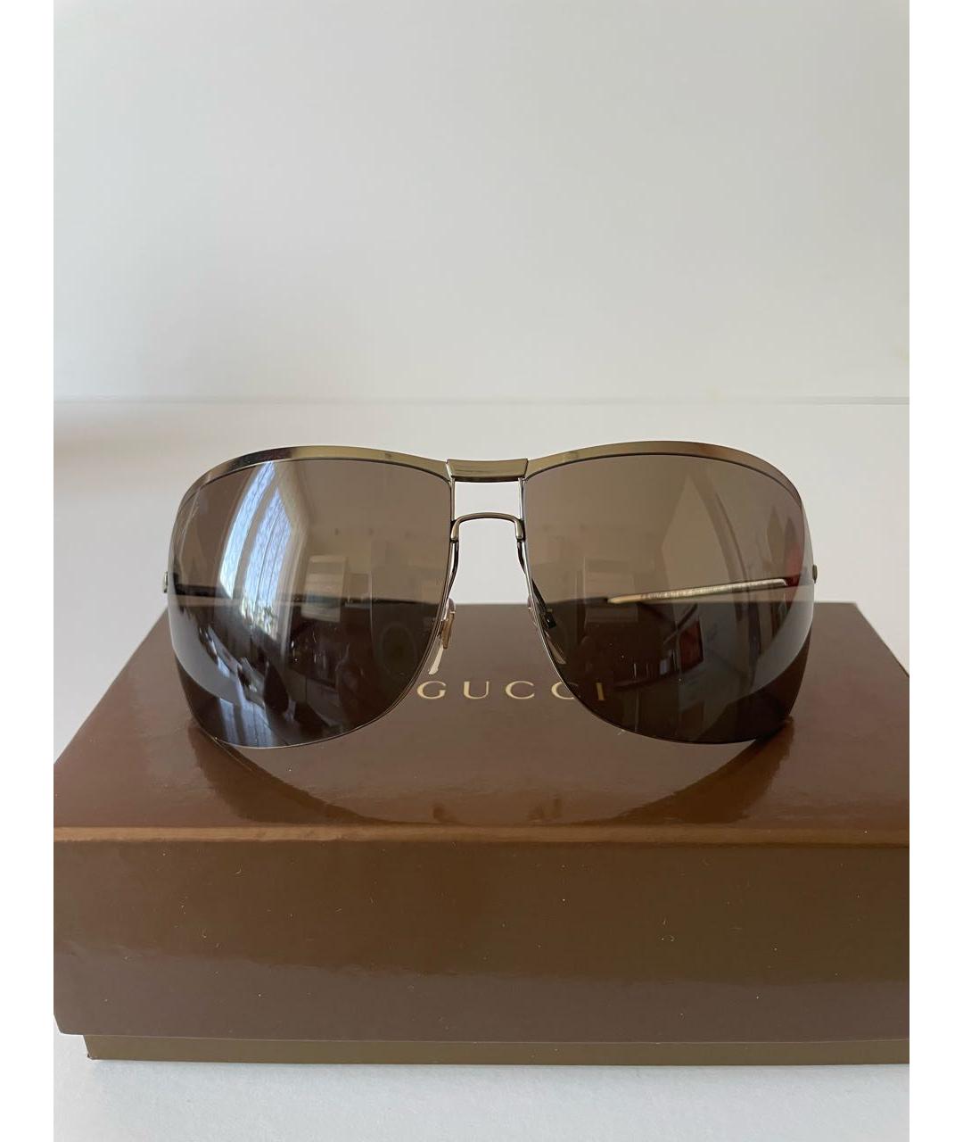 GUCCI Коричневые пластиковые солнцезащитные очки, фото 4
