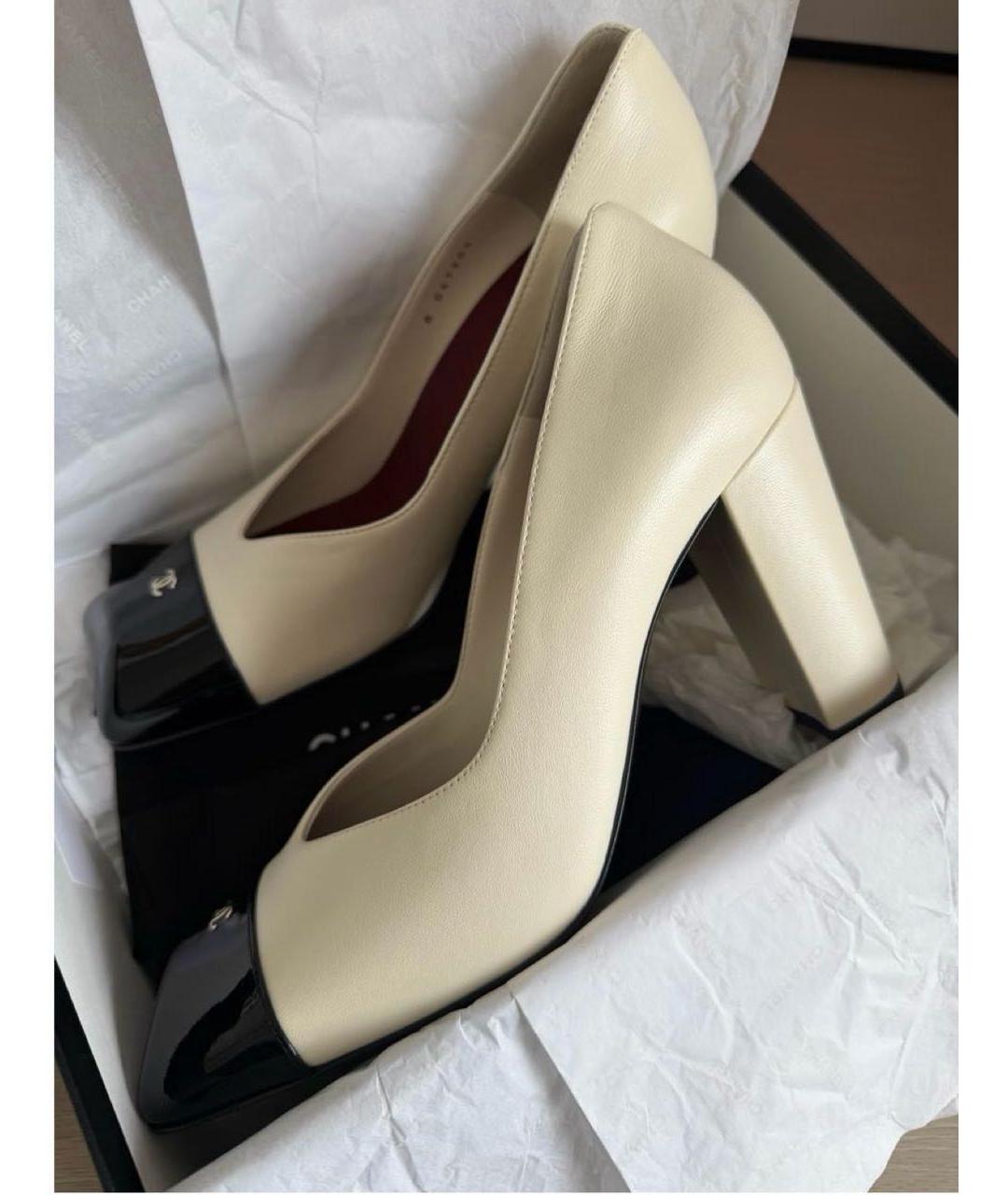 CHANEL Белые кожаные туфли, фото 5