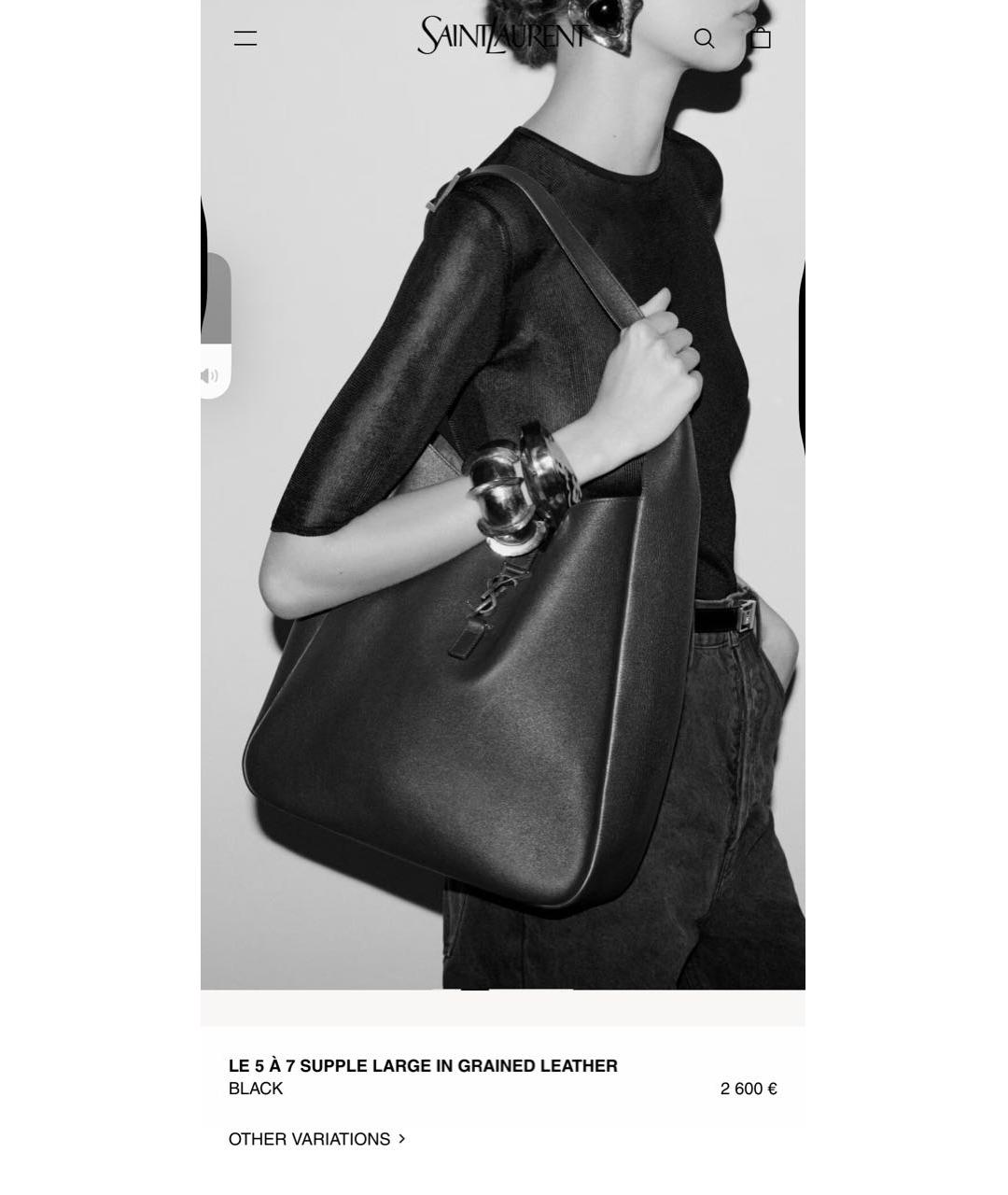 SAINT LAURENT Черная кожаная сумка тоут, фото 2
