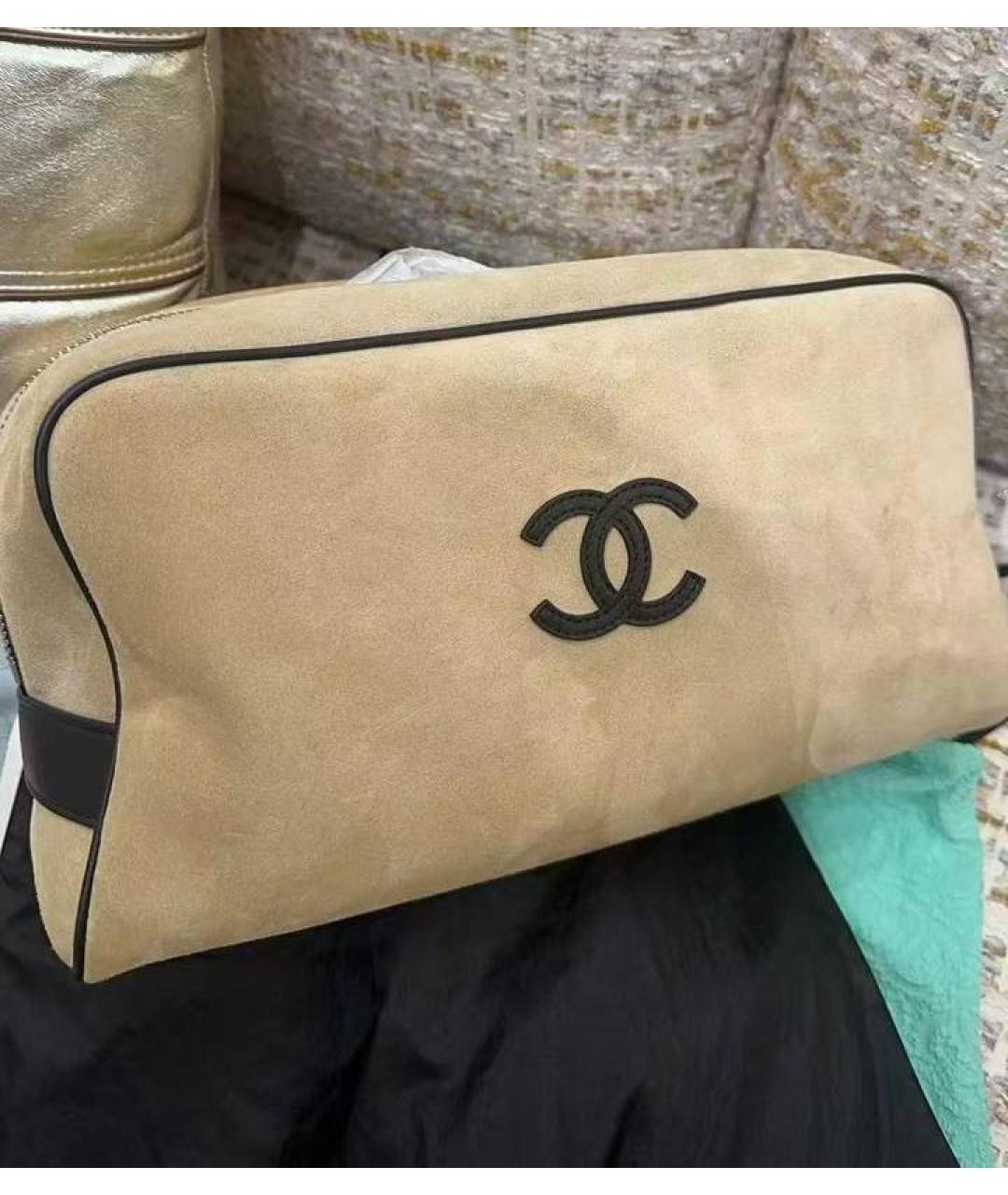 CHANEL Бежевая замшевая косметичка, фото 4
