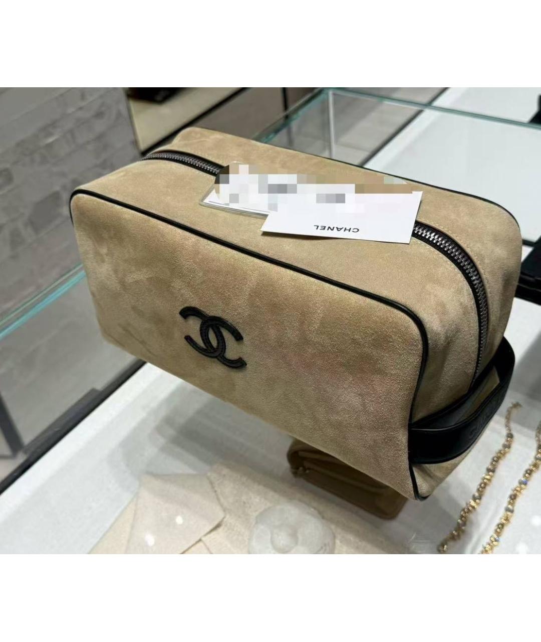 CHANEL Бежевая замшевая косметичка, фото 5