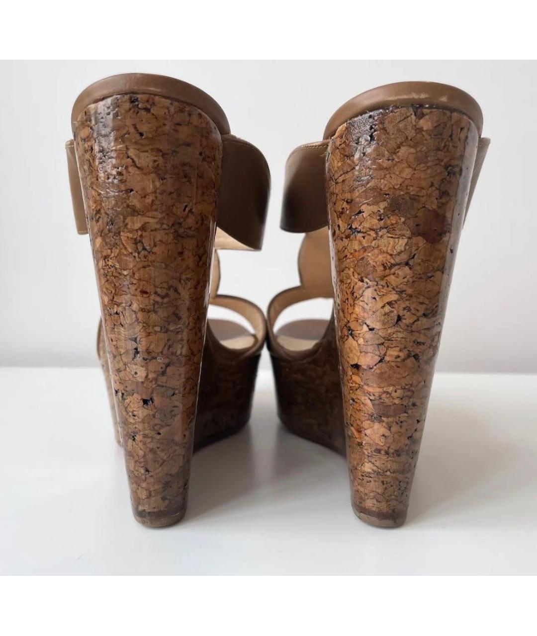CHRISTIAN LOUBOUTIN Коричневые кожаные босоножки, фото 2