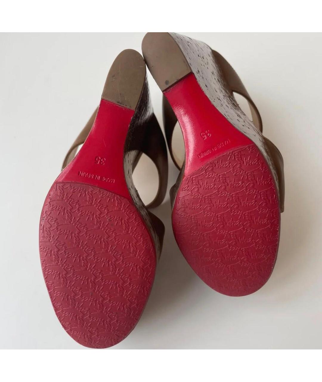 CHRISTIAN LOUBOUTIN Коричневые кожаные босоножки, фото 5