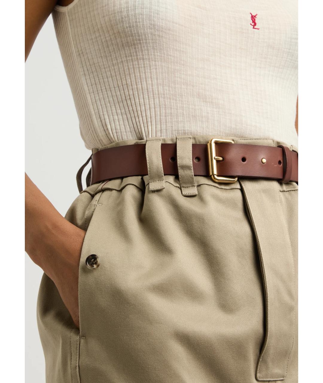 SAINT LAURENT Хаки хлопковая юбка миди, фото 5