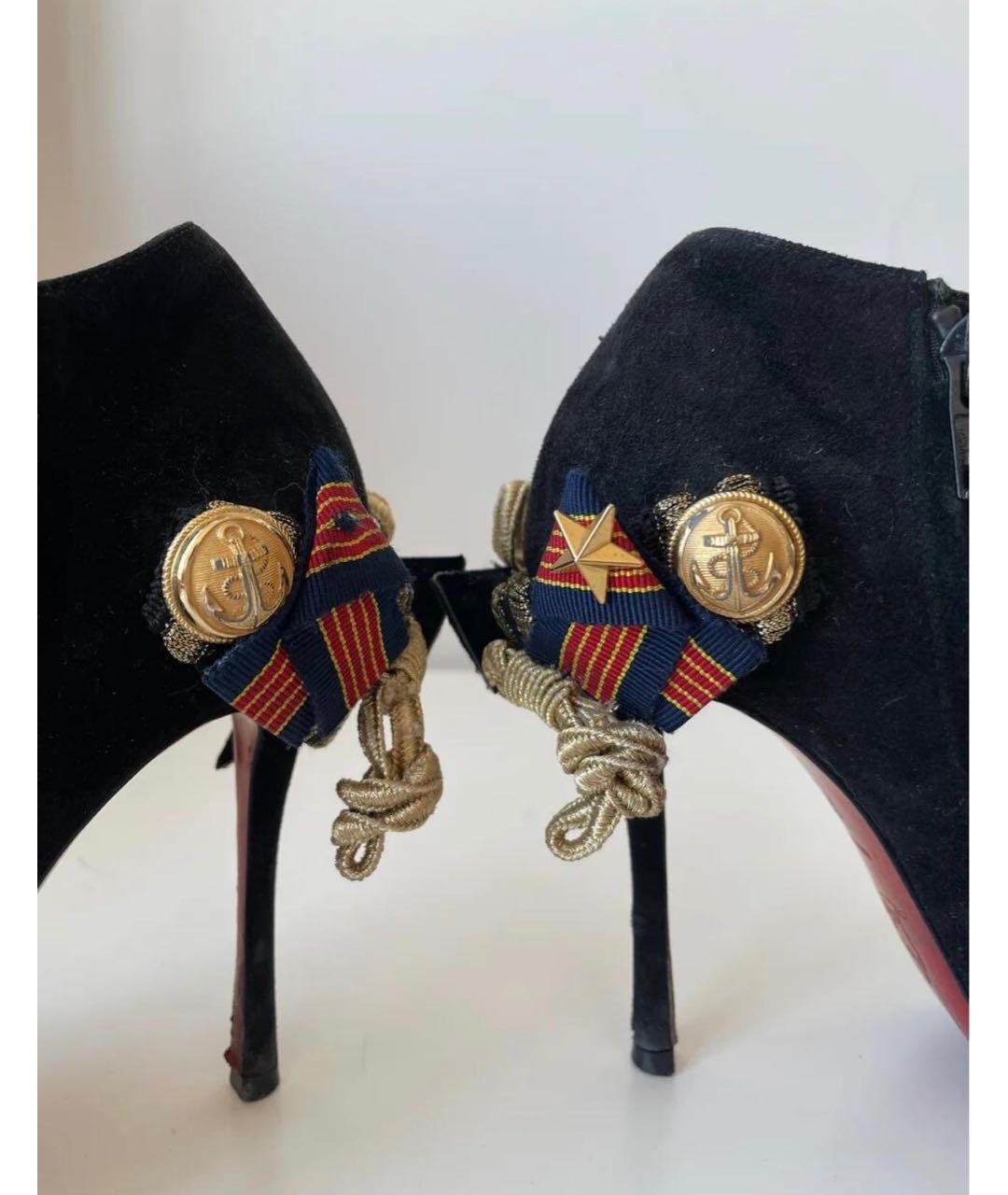 CHRISTIAN LOUBOUTIN Черные замшевые ботильоны, фото 3