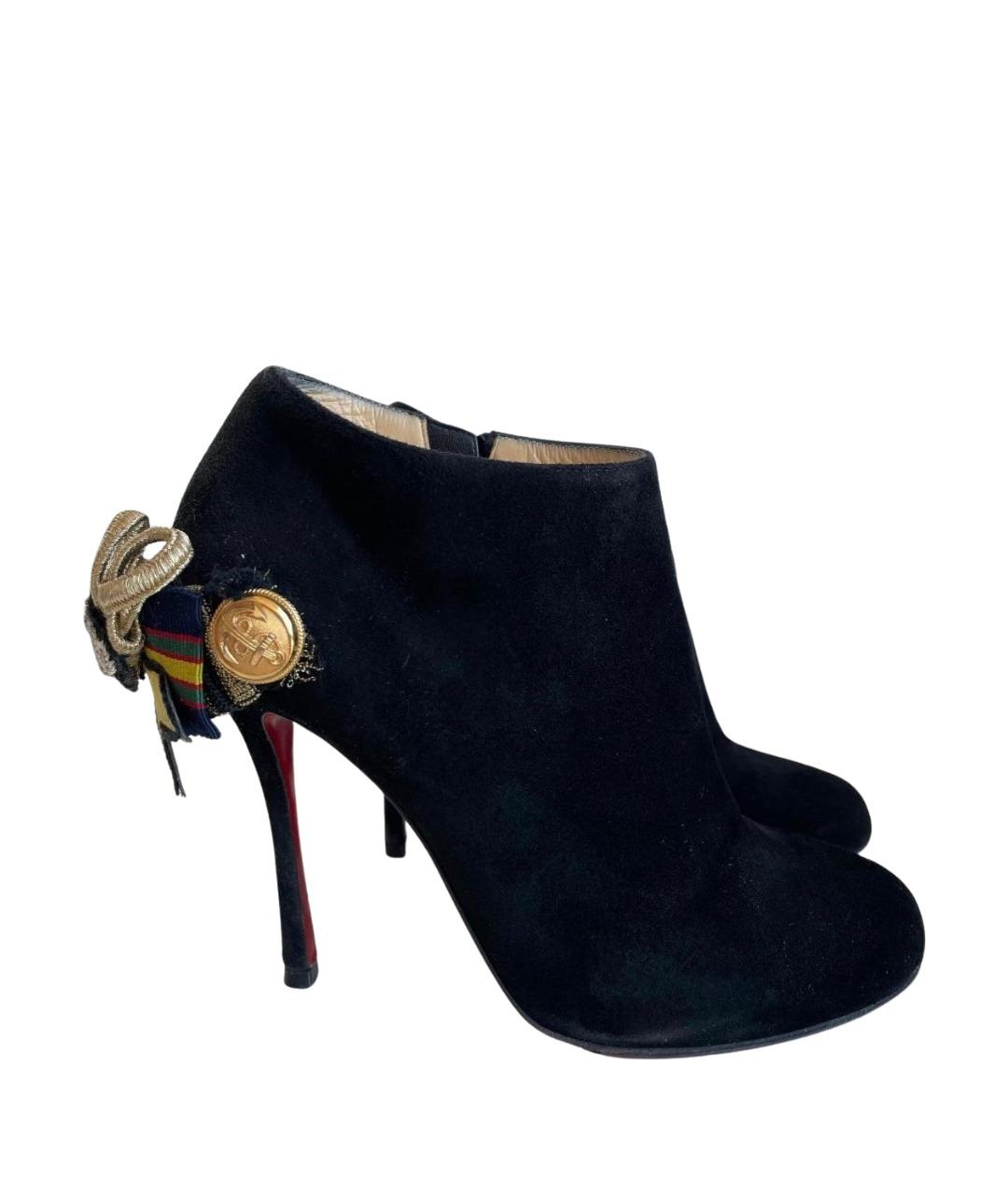CHRISTIAN LOUBOUTIN Черные замшевые ботильоны, фото 1