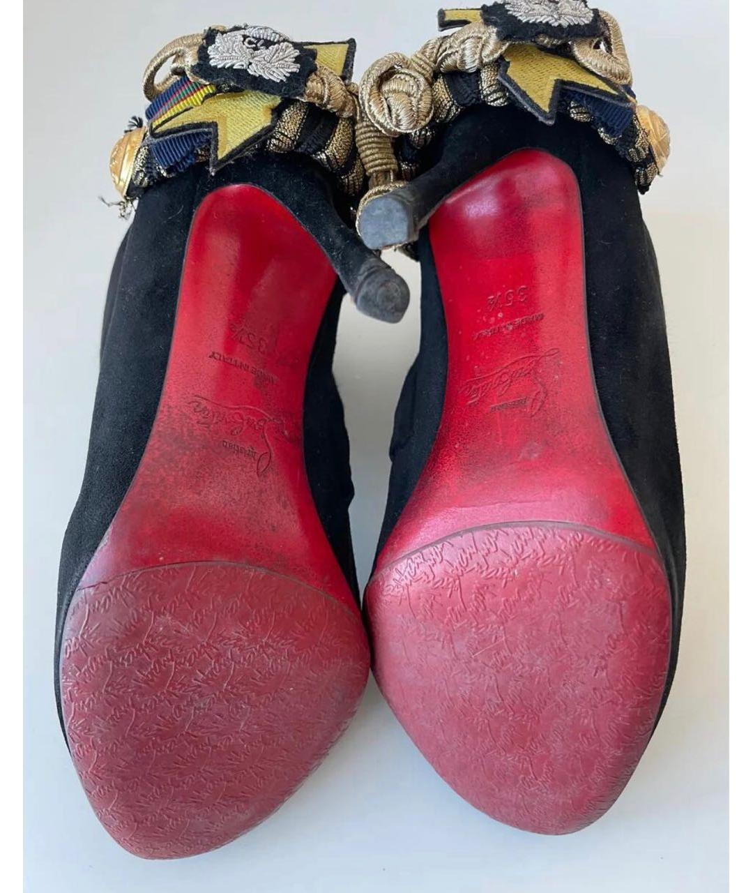 CHRISTIAN LOUBOUTIN Черные замшевые ботильоны, фото 6