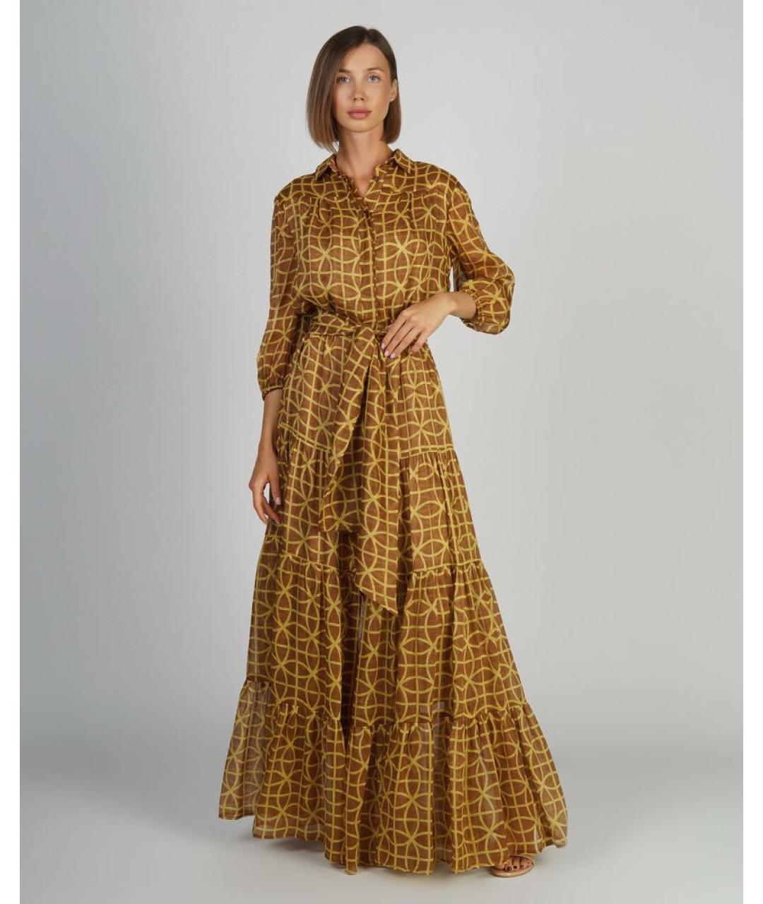 KITON Коричневое льняное повседневное платье, фото 2