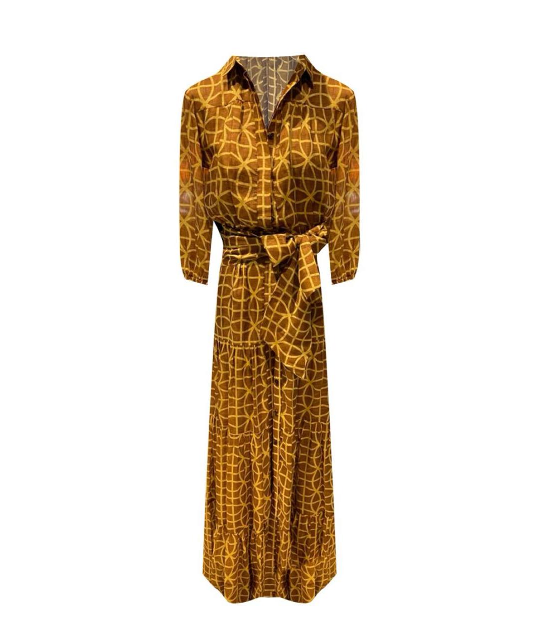 KITON Коричневое льняное повседневное платье, фото 1