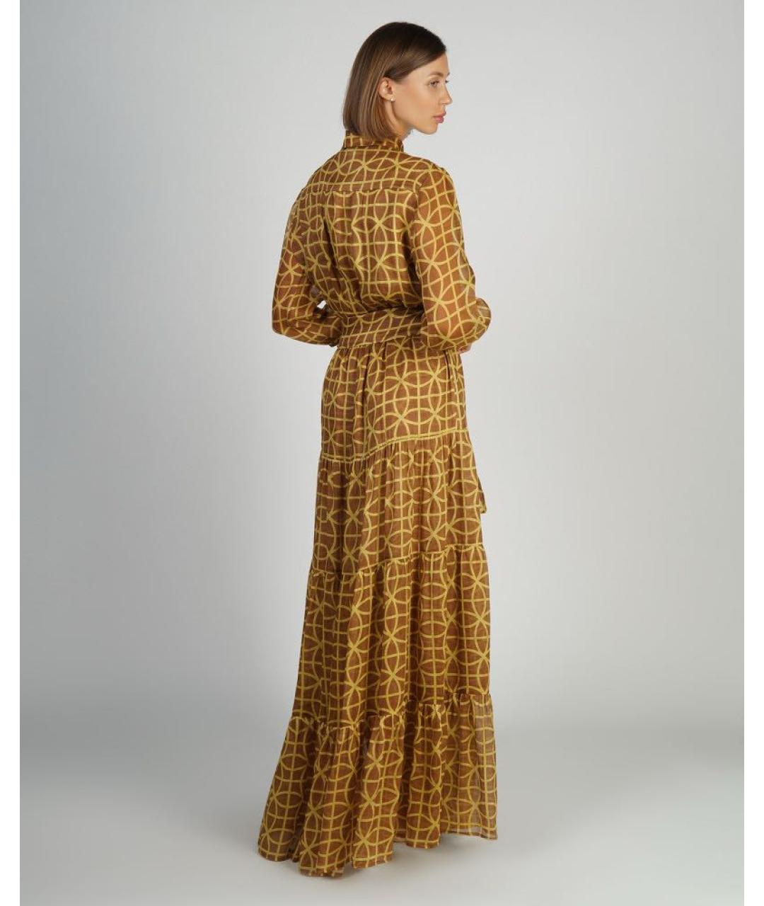 KITON Коричневое льняное повседневное платье, фото 3