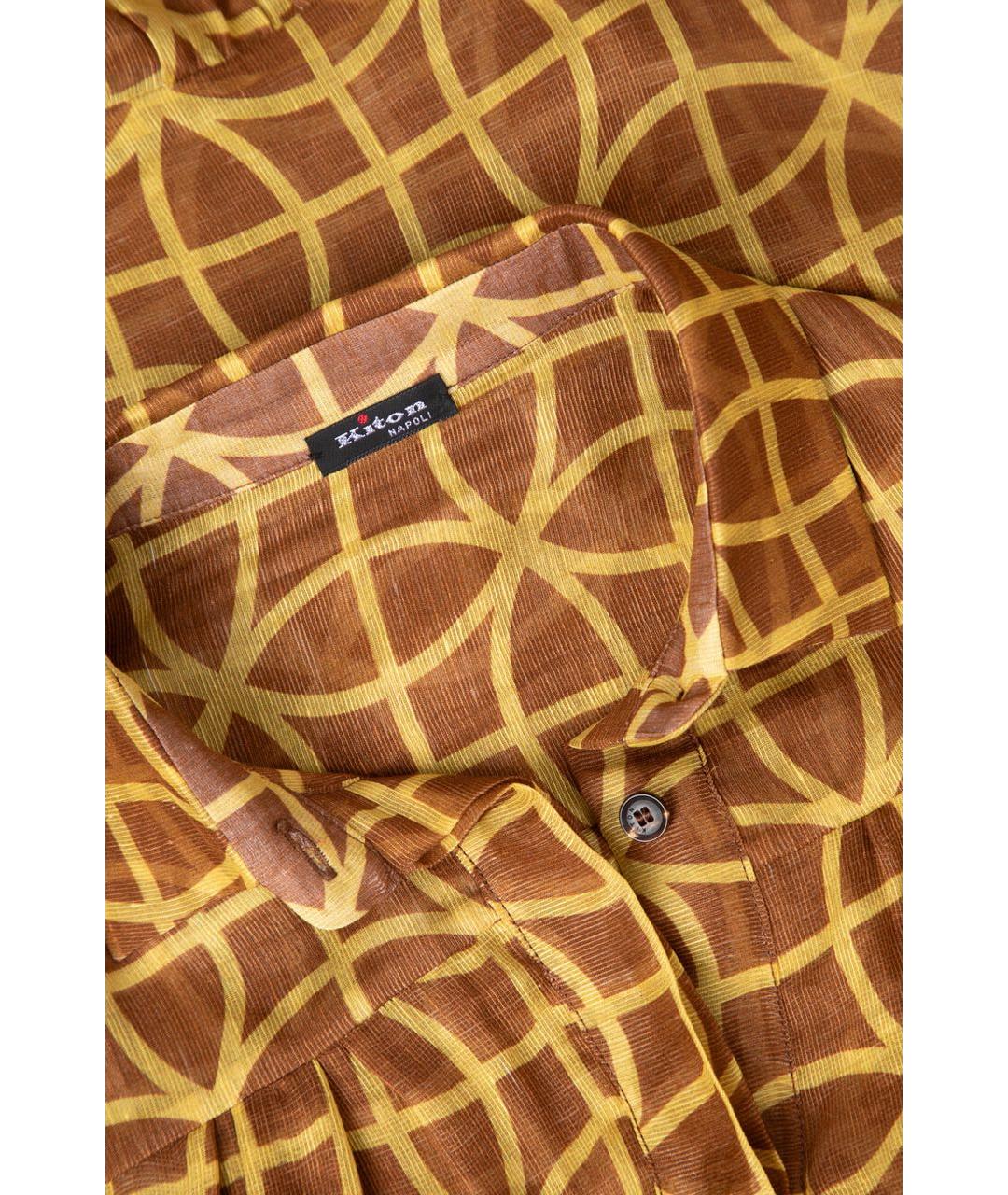 KITON Коричневое льняное повседневное платье, фото 5