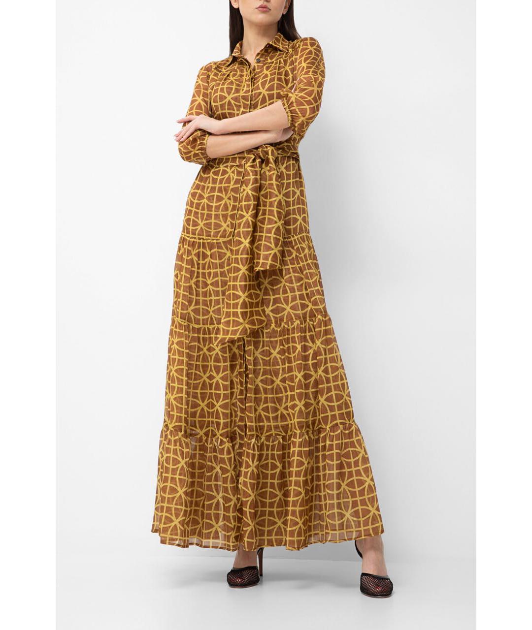 KITON Коричневое льняное повседневное платье, фото 7