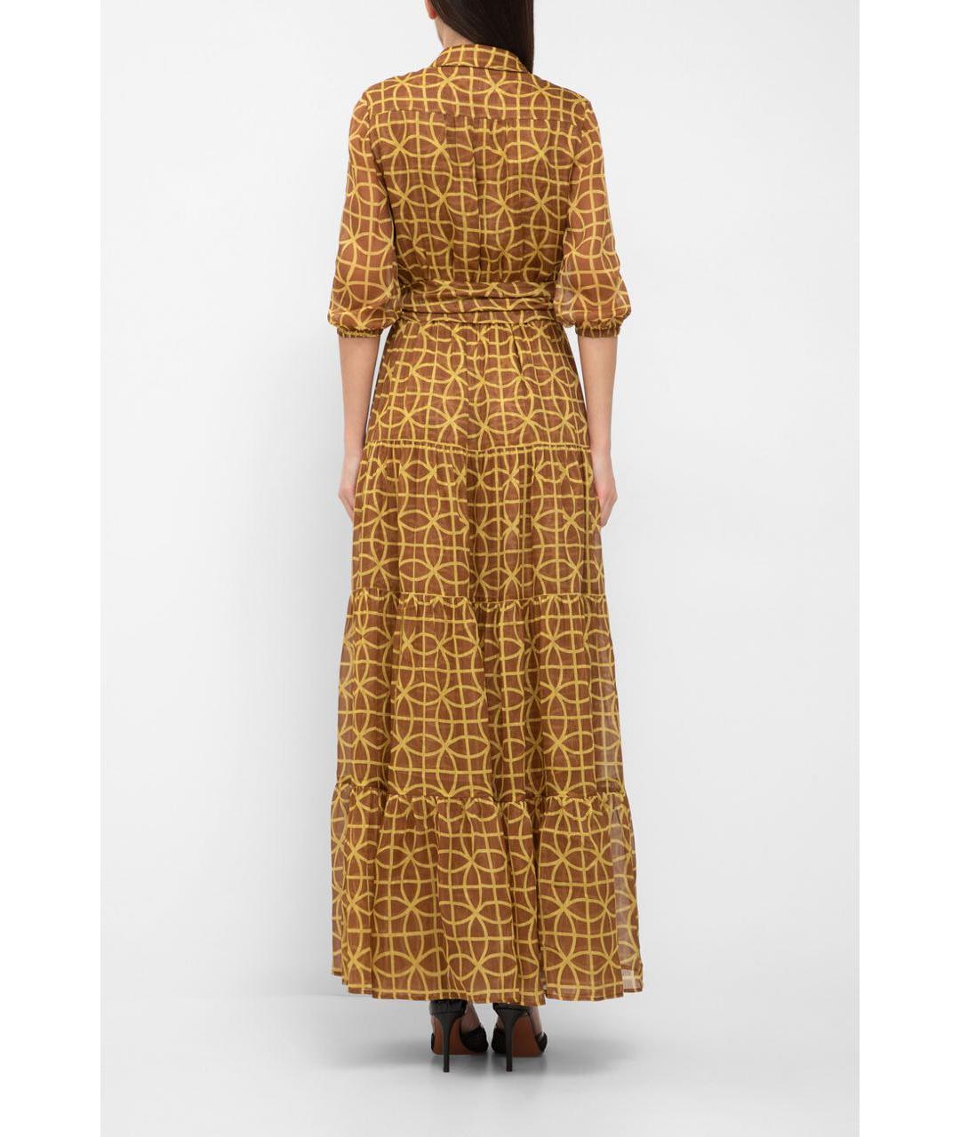 KITON Коричневое льняное повседневное платье, фото 8