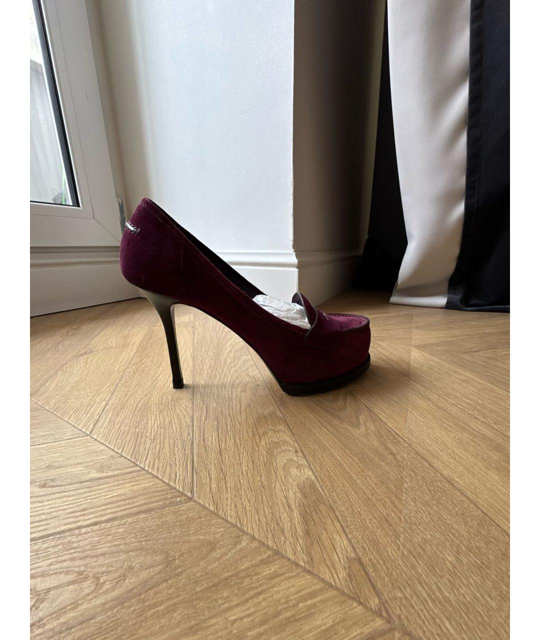 SAINT LAURENT Фиолетовые замшевые туфли, фото 8