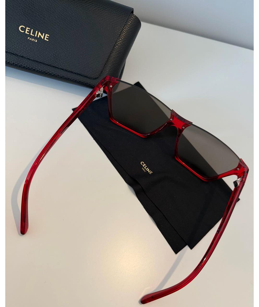 CELINE Красные пластиковые солнцезащитные очки, фото 3