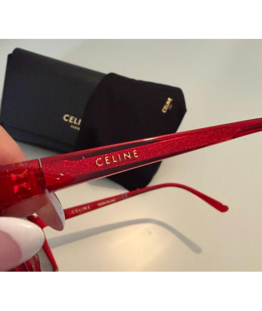 CELINE Красные пластиковые солнцезащитные очки, фото 4