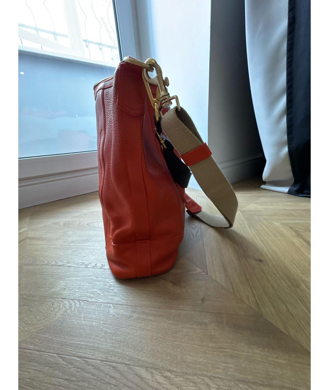 BALLY Оранжевая кожаная сумка на плечо, фото 2