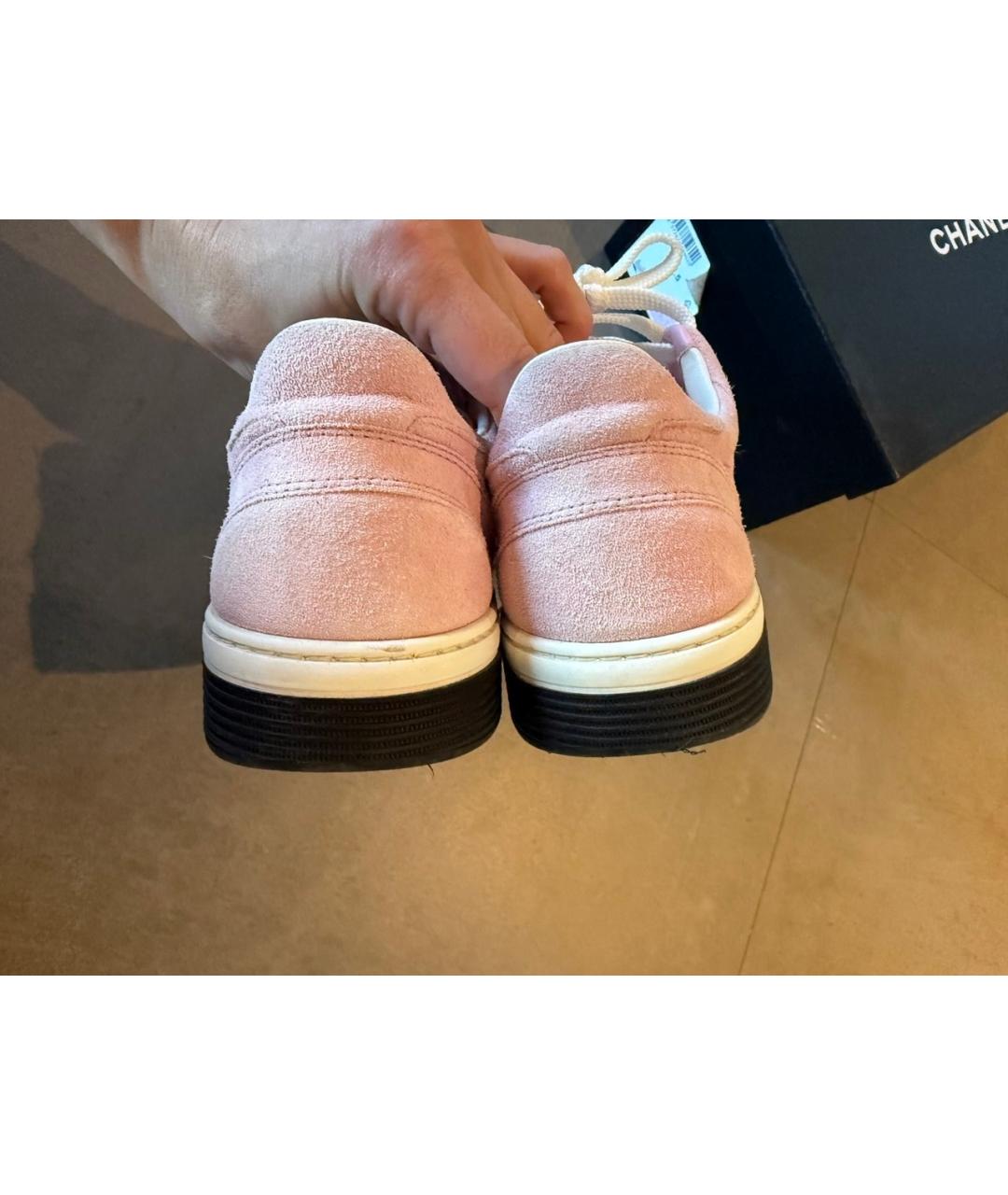 CHANEL Розовые замшевые кроссовки, фото 4