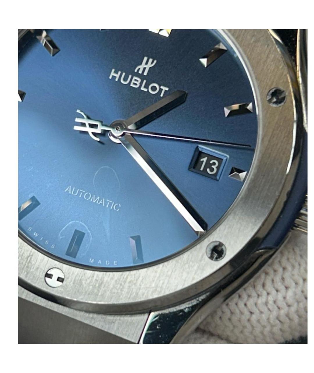 HUBLOT Темно-синие титановые часы, фото 6