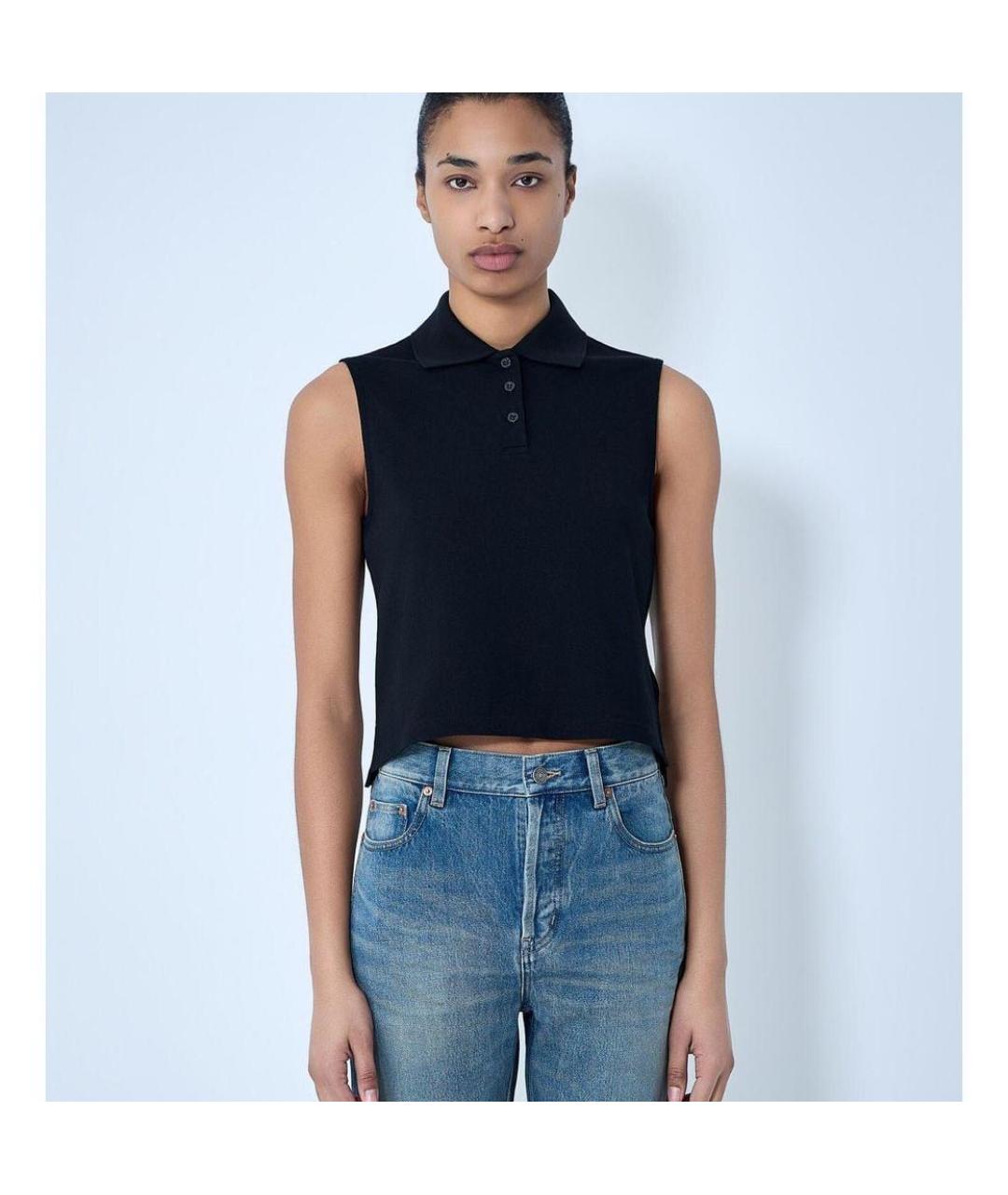 SAINT LAURENT Черная хлопковая майка, фото 3