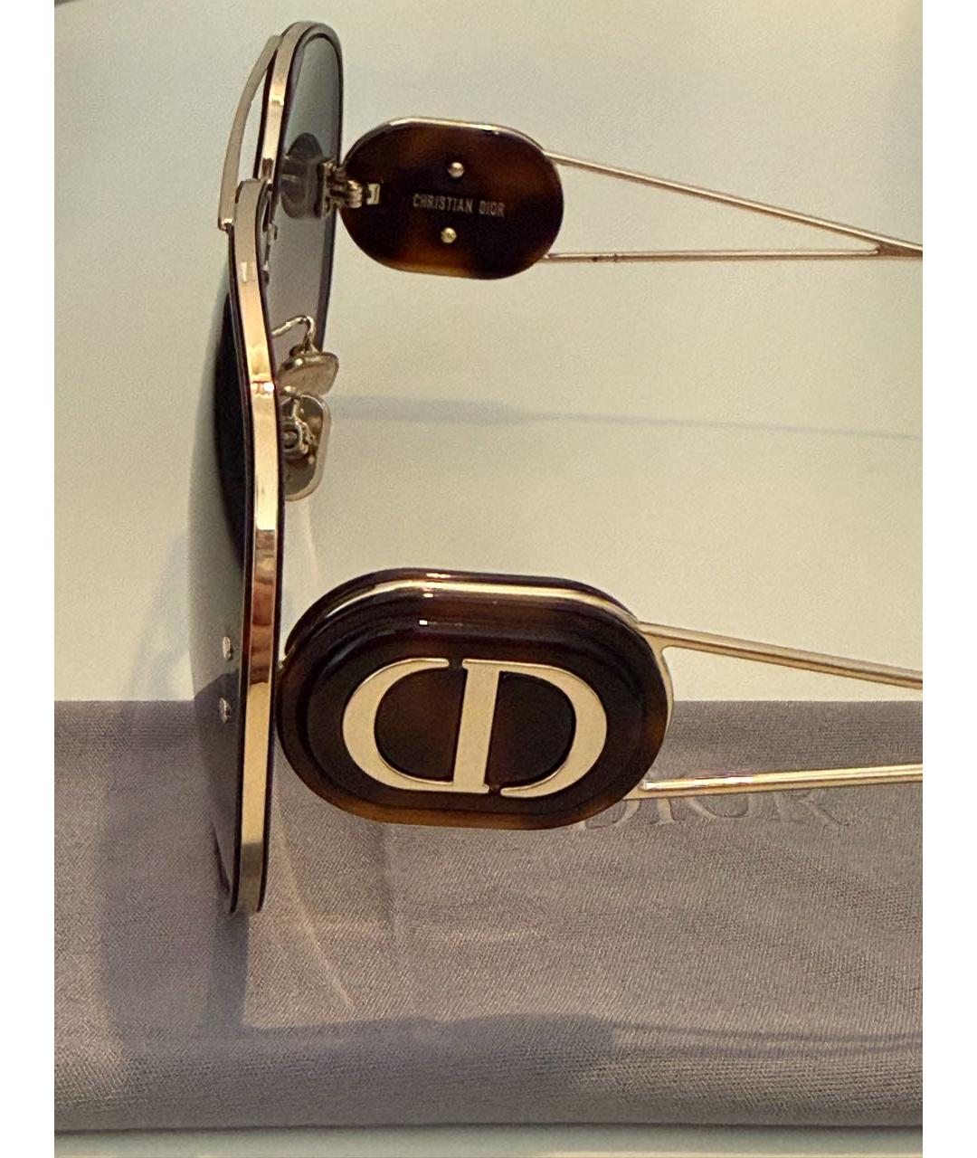 CHRISTIAN DIOR Коричневые металлические солнцезащитные очки, фото 4