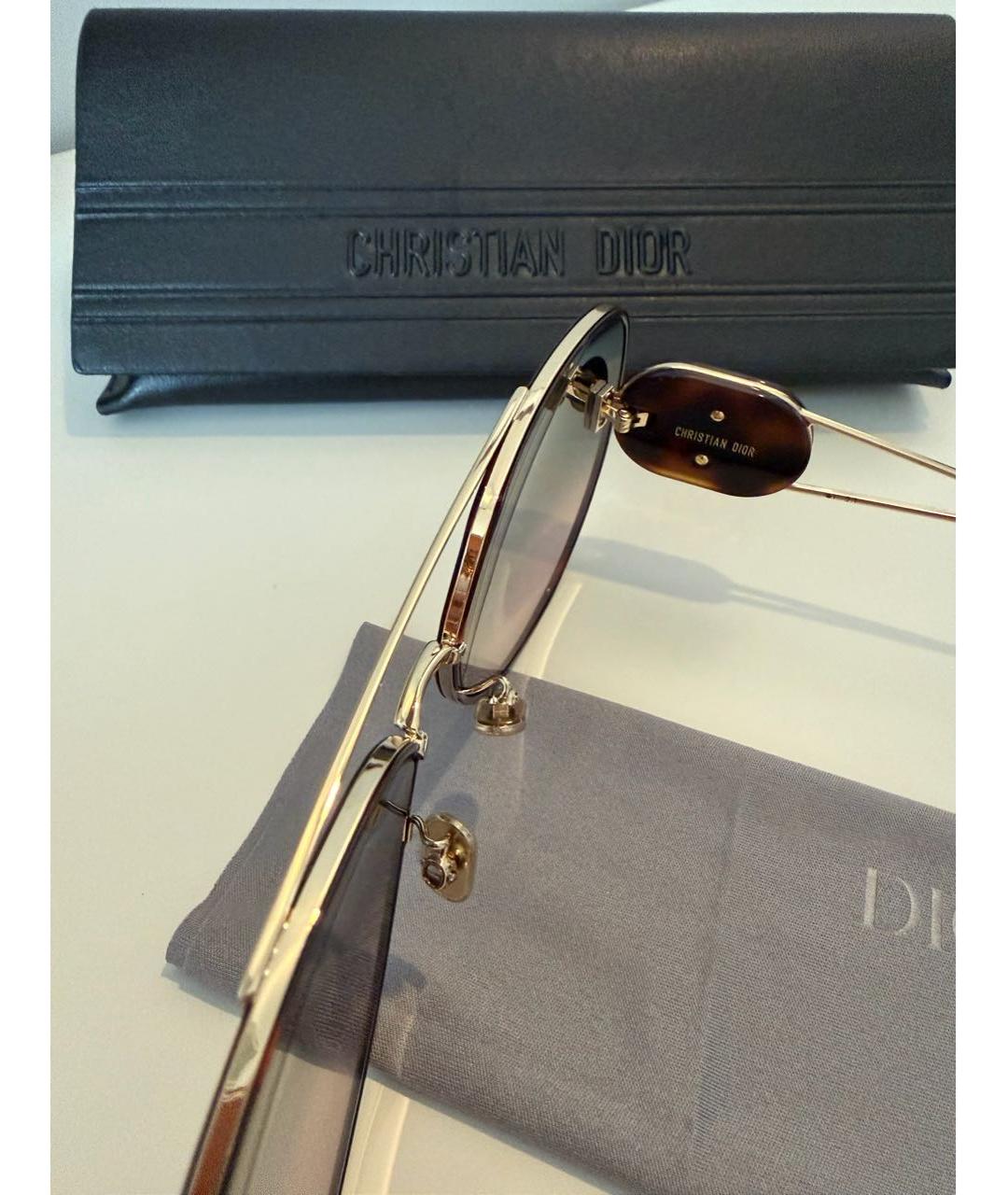 CHRISTIAN DIOR Коричневые металлические солнцезащитные очки, фото 3