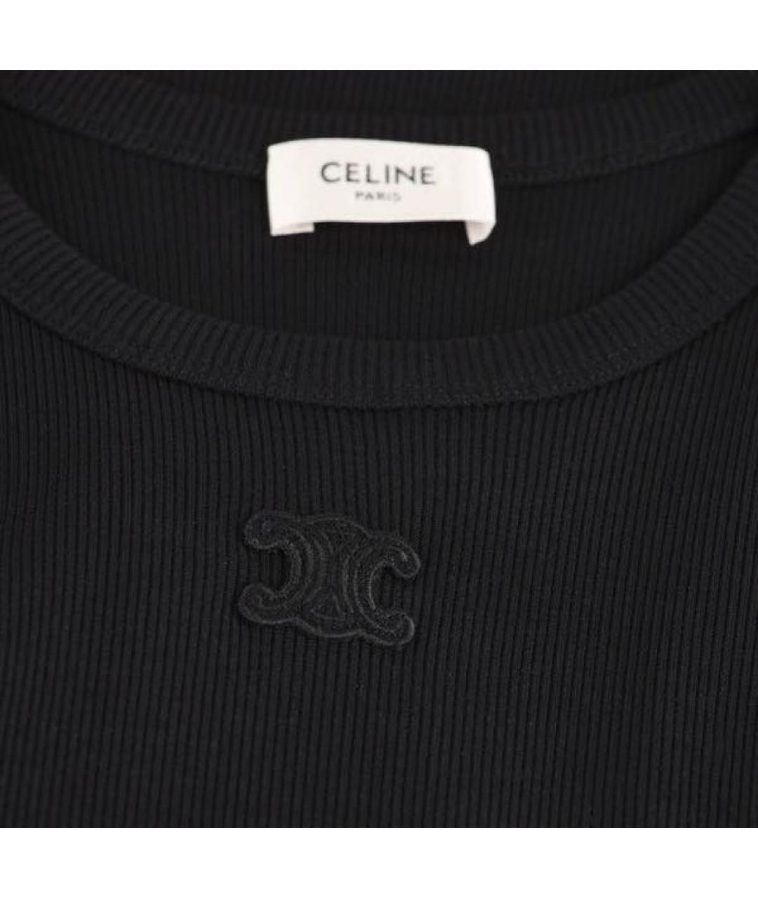 CELINE Черная хлопковая майка, фото 3