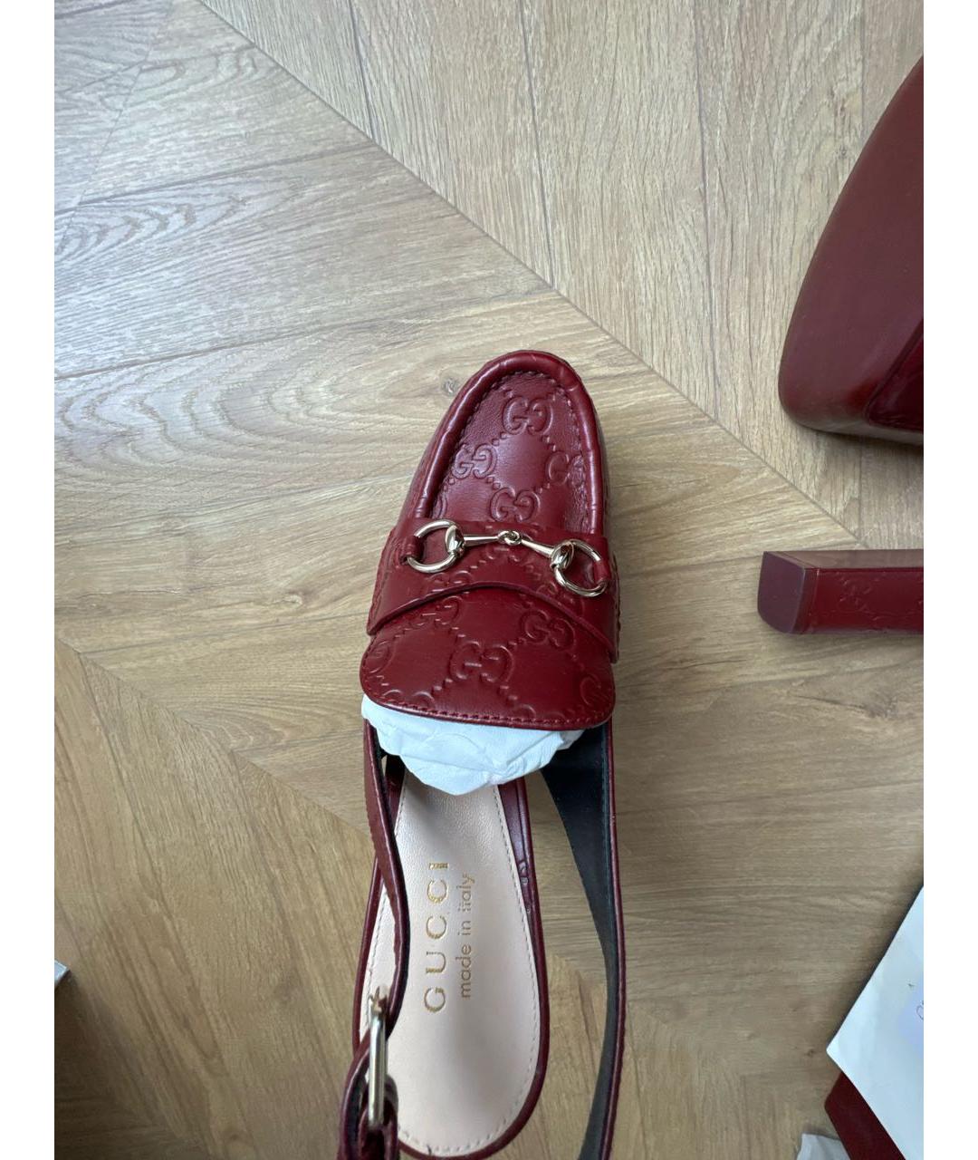 GUCCI Бордовые кожаные туфли, фото 6
