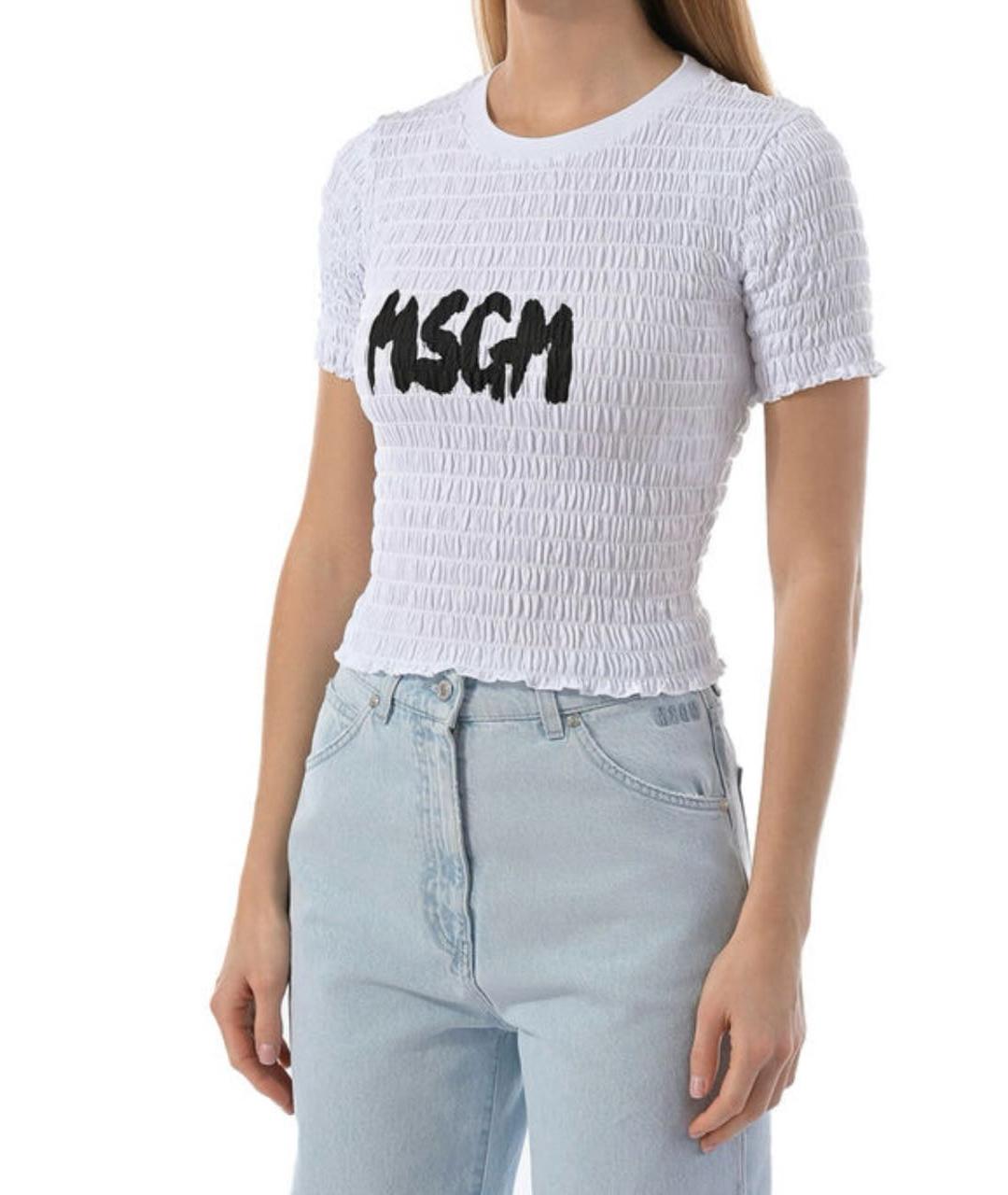 MSGM Белая хлопковая футболка, фото 3