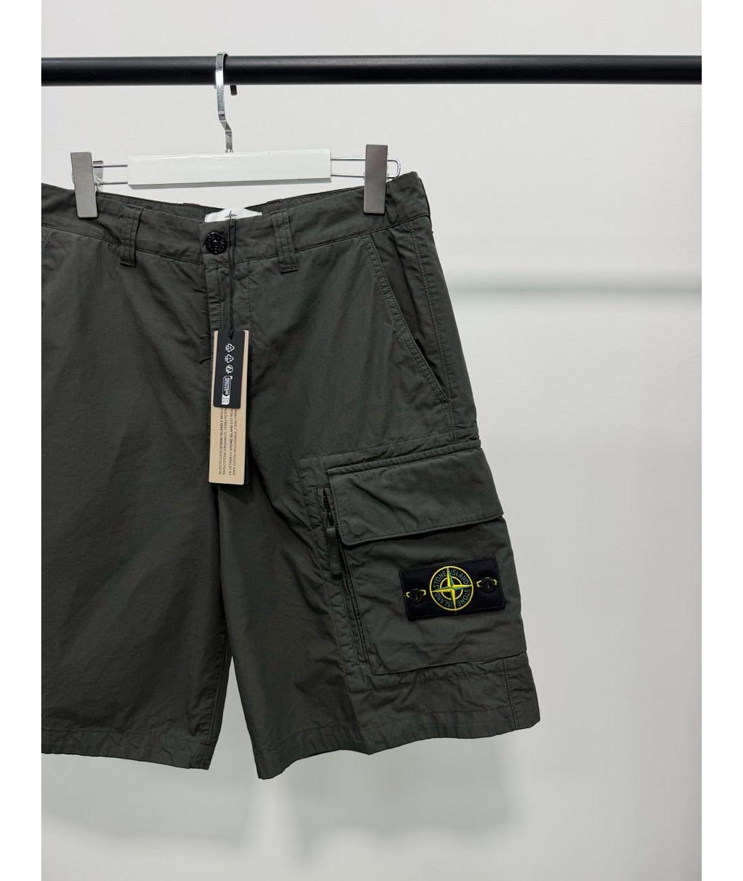 STONE ISLAND Зеленые хлопковые шорты, фото 3